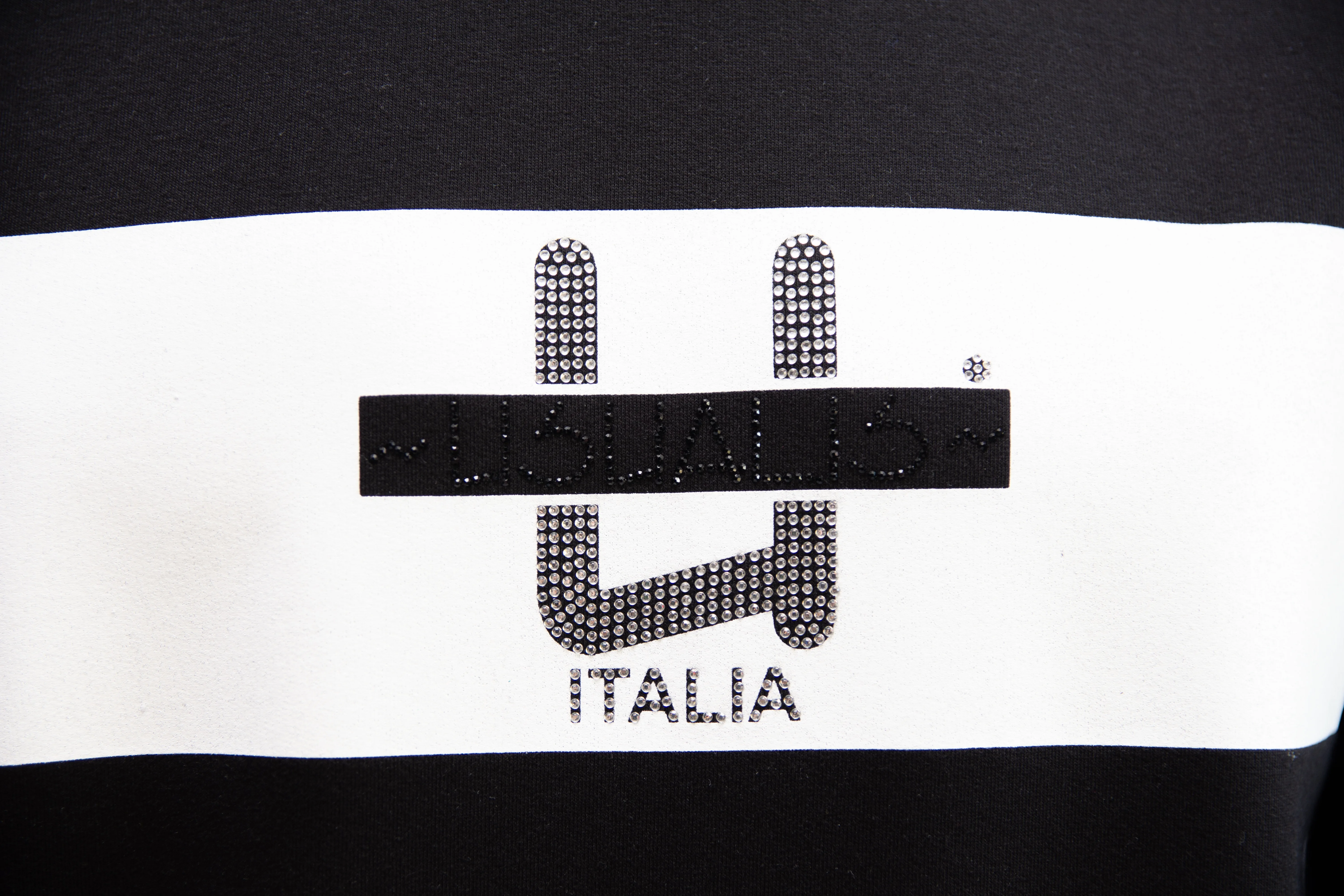 Black long sleeve sweatjacket men fall winter 2023 cotton spandex white horizontal band Italy Made in Italy