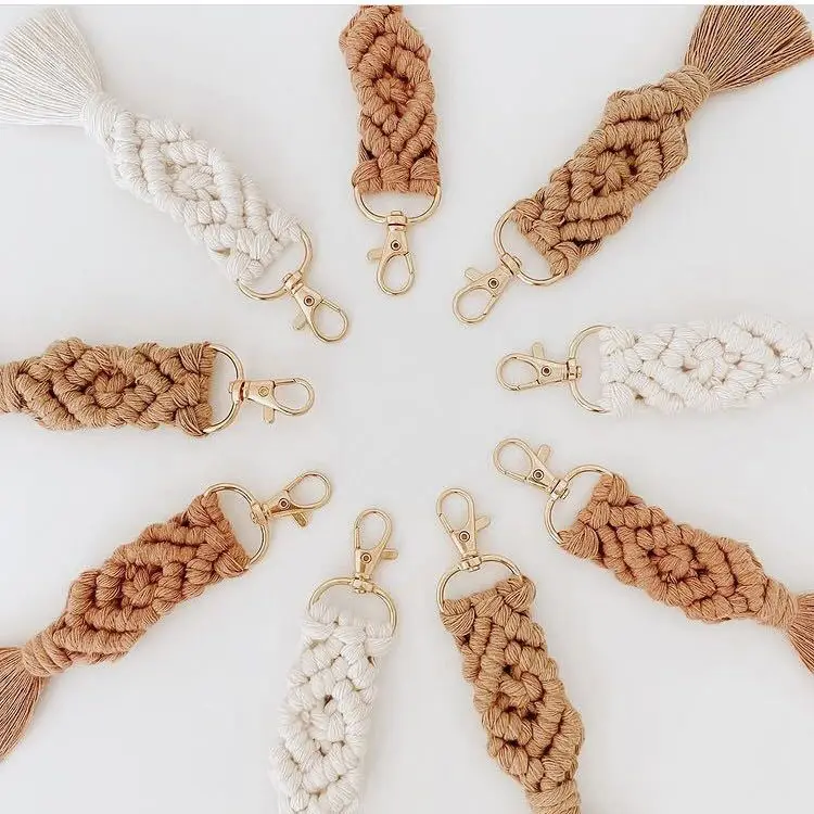 Boho Pure 100% Cotton Handmade Macrame Key Chain Export Quality Products by Isar International