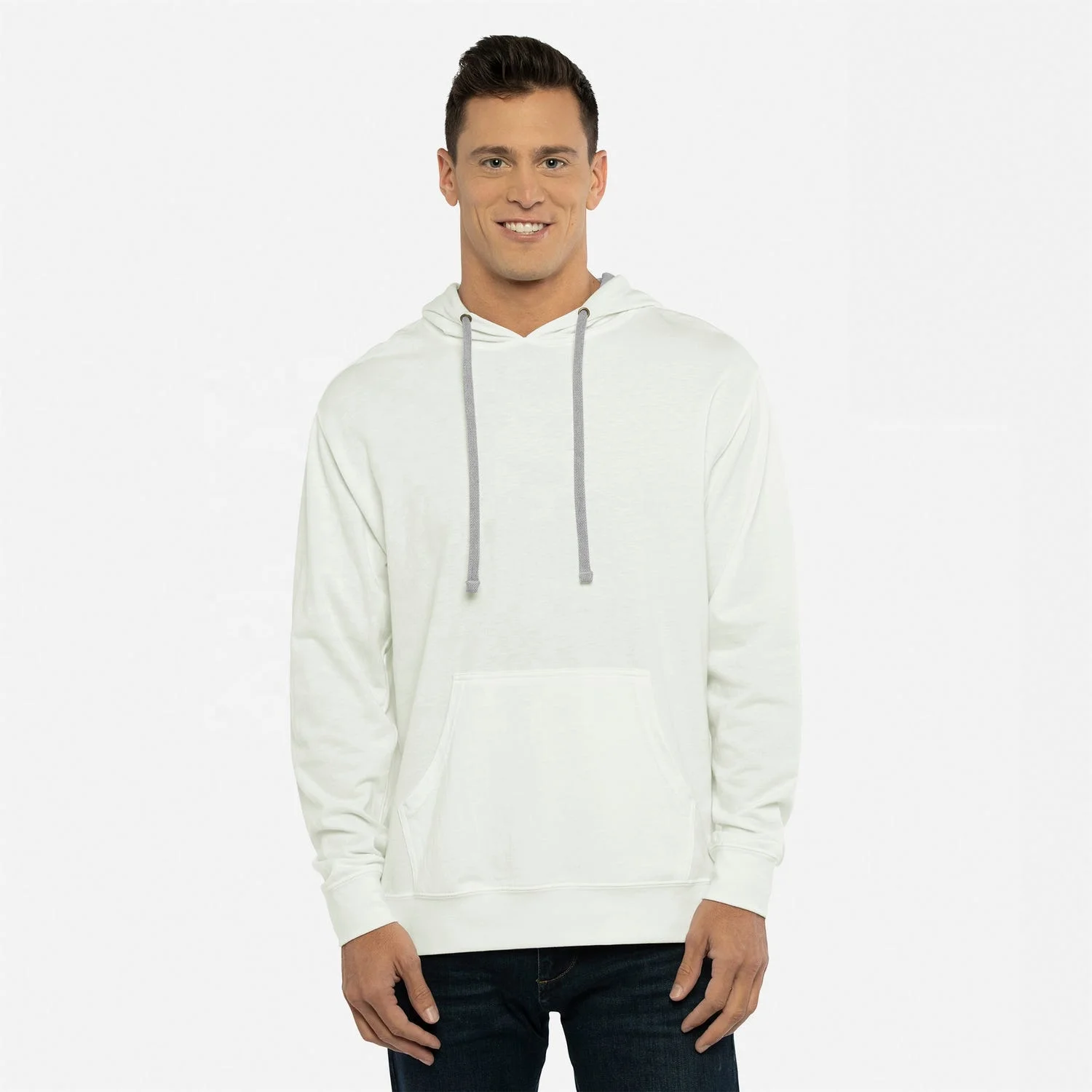 Wholesale 2023 New Arrival Customized  French Terry Next Level Unisex white heather grey Hoodie  Classic sweatshirt