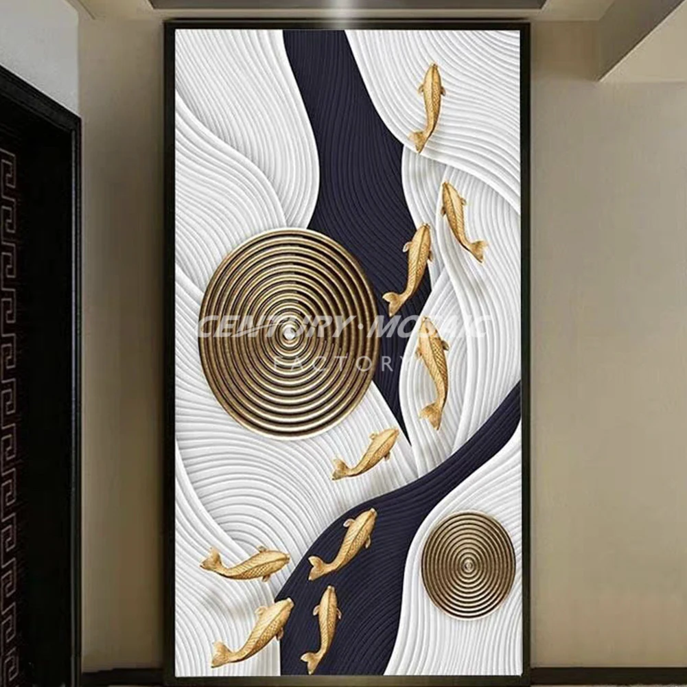 Centurymosaic Customized Handmade Fish Picture Patterns Glass Mural Art Mosaic Tile for Wall