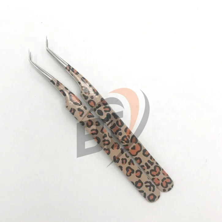 45 Degree Paper Coated Eyelash Extension Tweezers Custom Logo Strong Grip Sustainable Steel Model Applicator