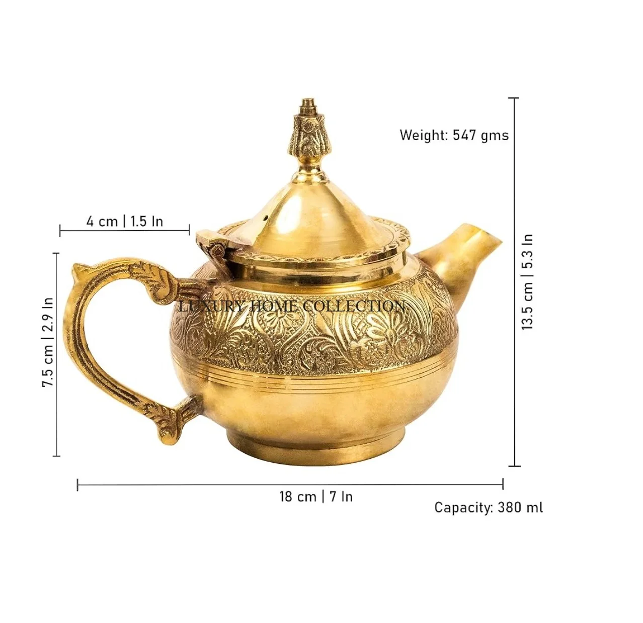 Unique vintage brass teapot with polished surface and intricate handcrafted design for a luxurious tea ceremony setup