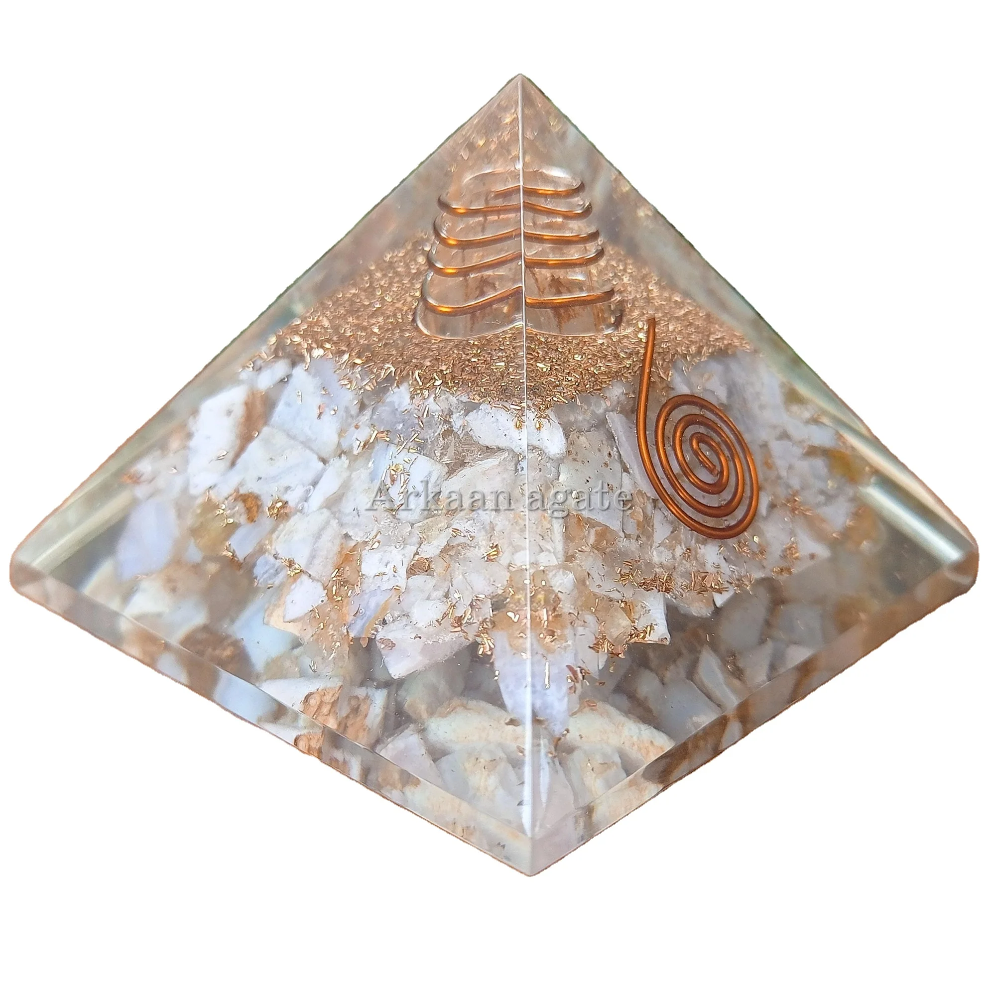 Wholesaler Blue Lace Agate Stone Orgone Pyramid chakra crystals healing For Sale