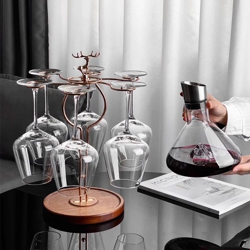 Crystal Transparent White Wine Goblet Stemware Cup Rack Decanter Commercial Wine Glasses Gift Sets