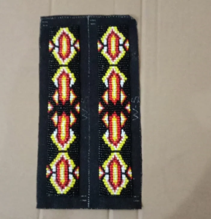 Black Flower Seed Beaded Handmade Patches Patches Pearl Beaded Ethnic Beadwork Native Crafts Patches Custom Embroidery