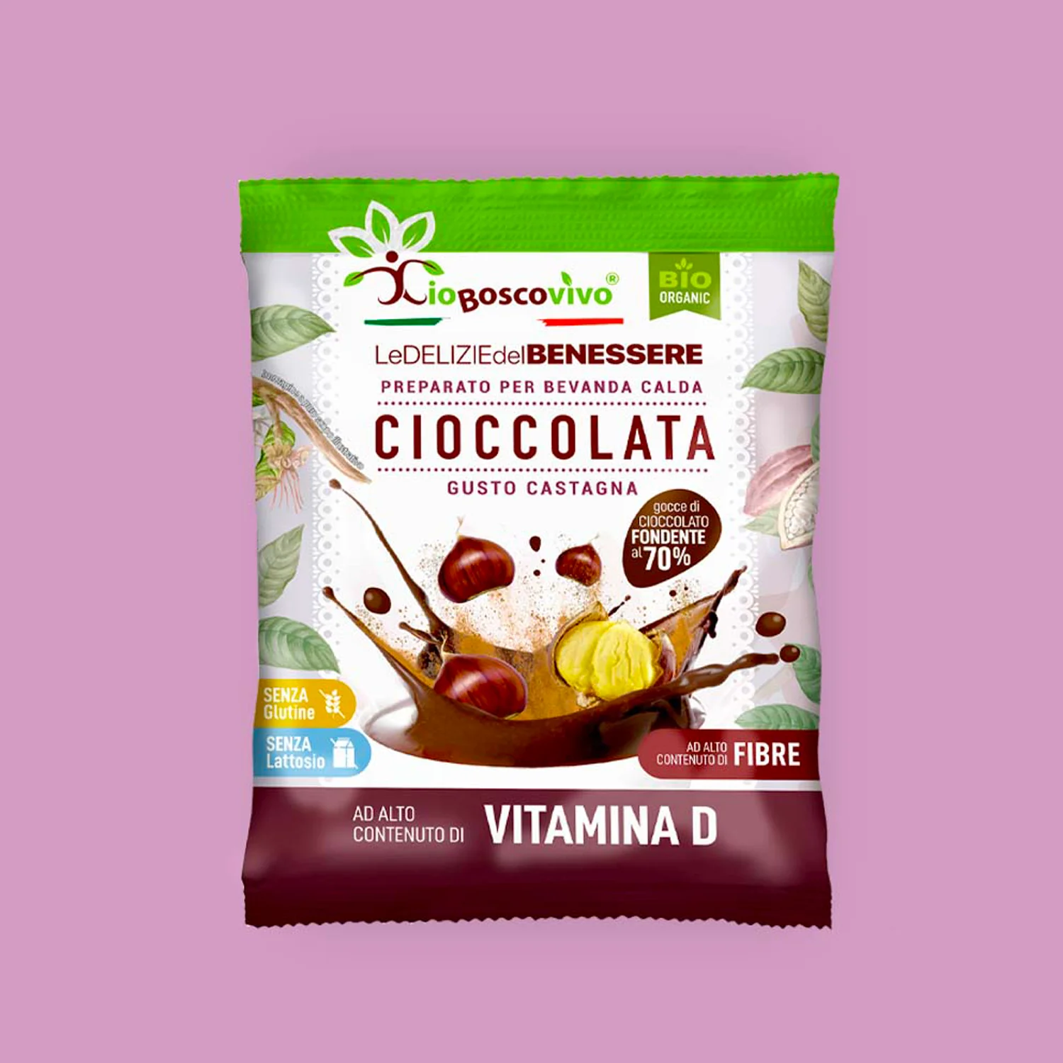 Top quality italian Bio HEALTHY vitamin D rich SHIITAKE Hot Chocolate chestnut Powder Mix Single Serving Sachets For Export