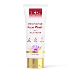 TAC - The Ayurveda Co. 7% Kumkumadi Face Wash for Glowing Skin, with Saffron for Pollution & Dark Spots, 100ml
