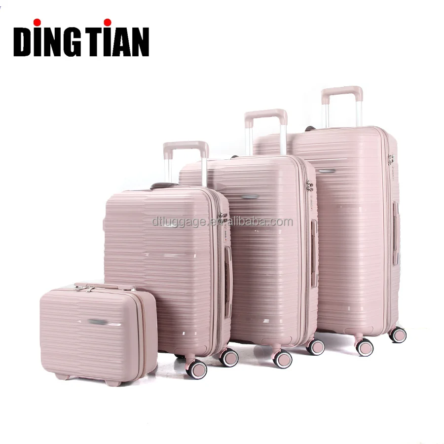 Mumbai Market unbreakable  Hard-Sided Polypropylene Luggage Set of 4 pcs PP  Trolley Bags with Beauty case
