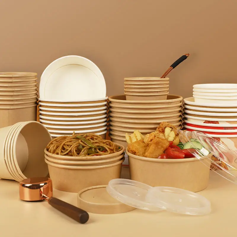 custom disposable bowls 32oz  different size Disposable soup bowl Kraft Paper Take Out  Packing  disposable paper Bowl