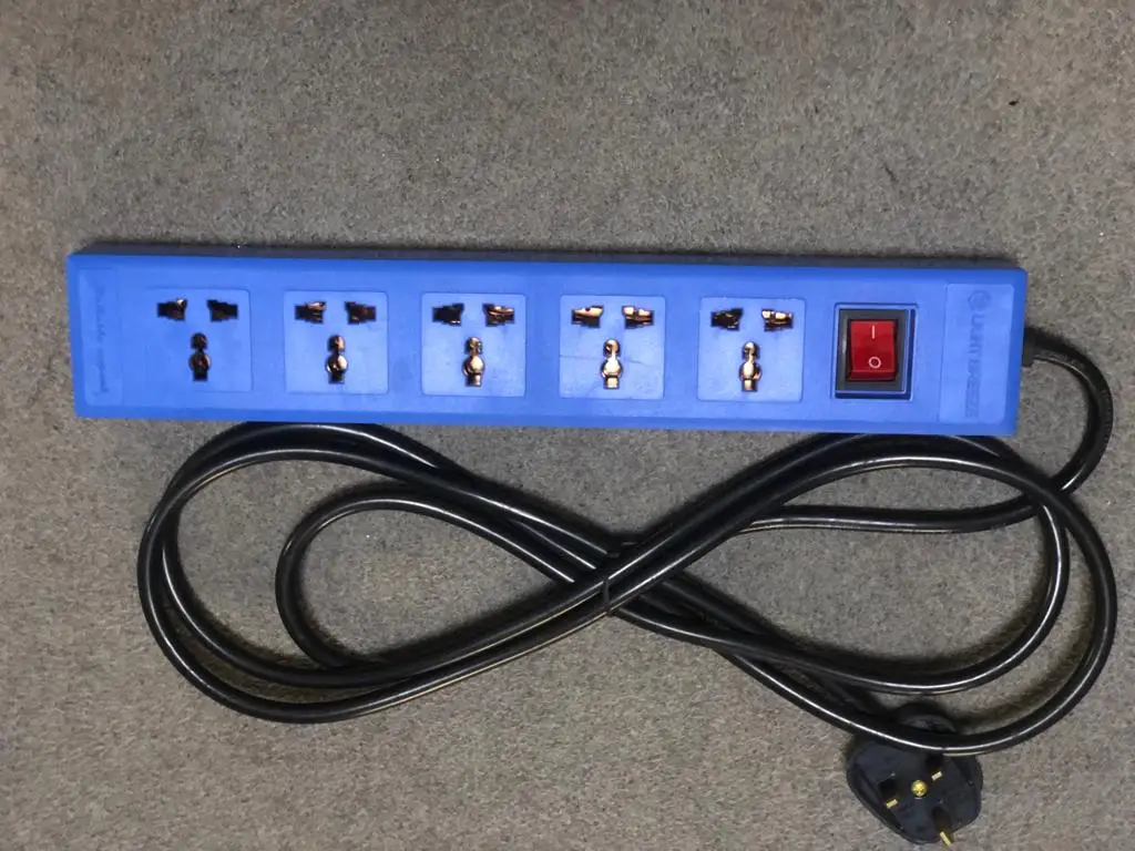 5 Way Universal UK type Socket Voltage200-240V Power Extension Socket PVC plastic body material Export From Bangladesh