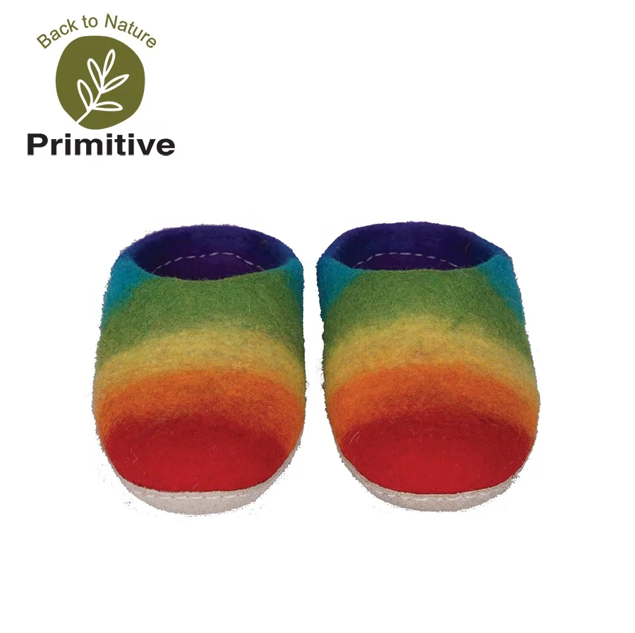 Felt slippers custom size outer sole handmade multi color unisex wool slippers 100% sheep wool slippers handmade in Nepal