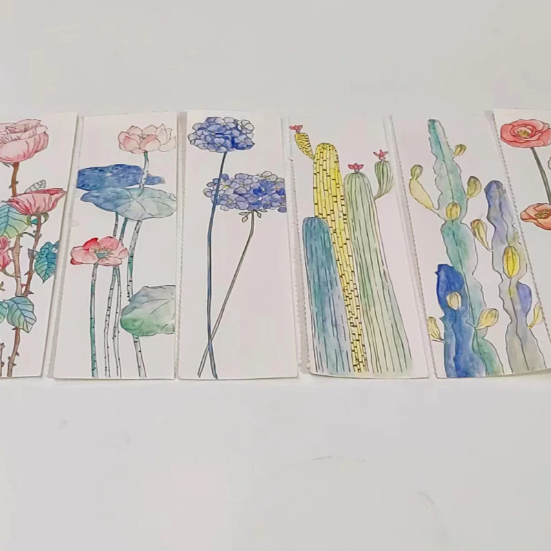 22 Pages Pocket Watercolor Painting Books Pigment Brush Kids Colouring Painting Bookmarks