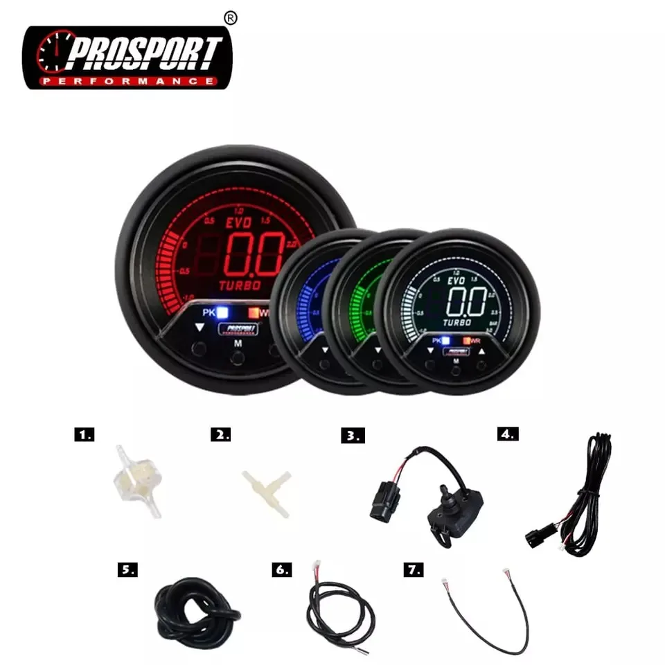 Universal  Digital  LCD Gauge Pressure Boost Meter Auto Turbo 60mm 12V LED backlight 4 Colors
