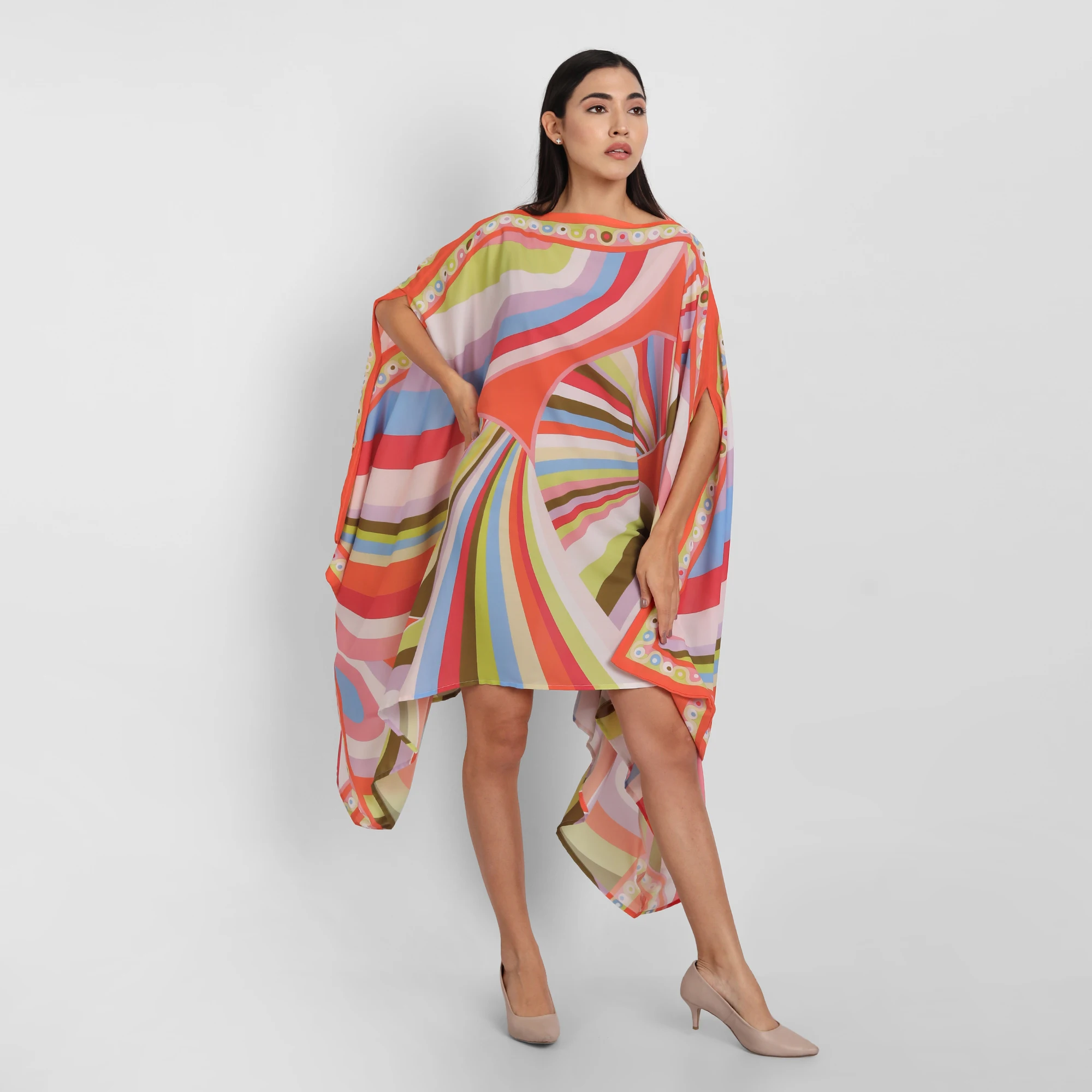 Factory Price Low Cost Modern Fashion Printed Wide Width Length Women Short Kaftan Top Dress