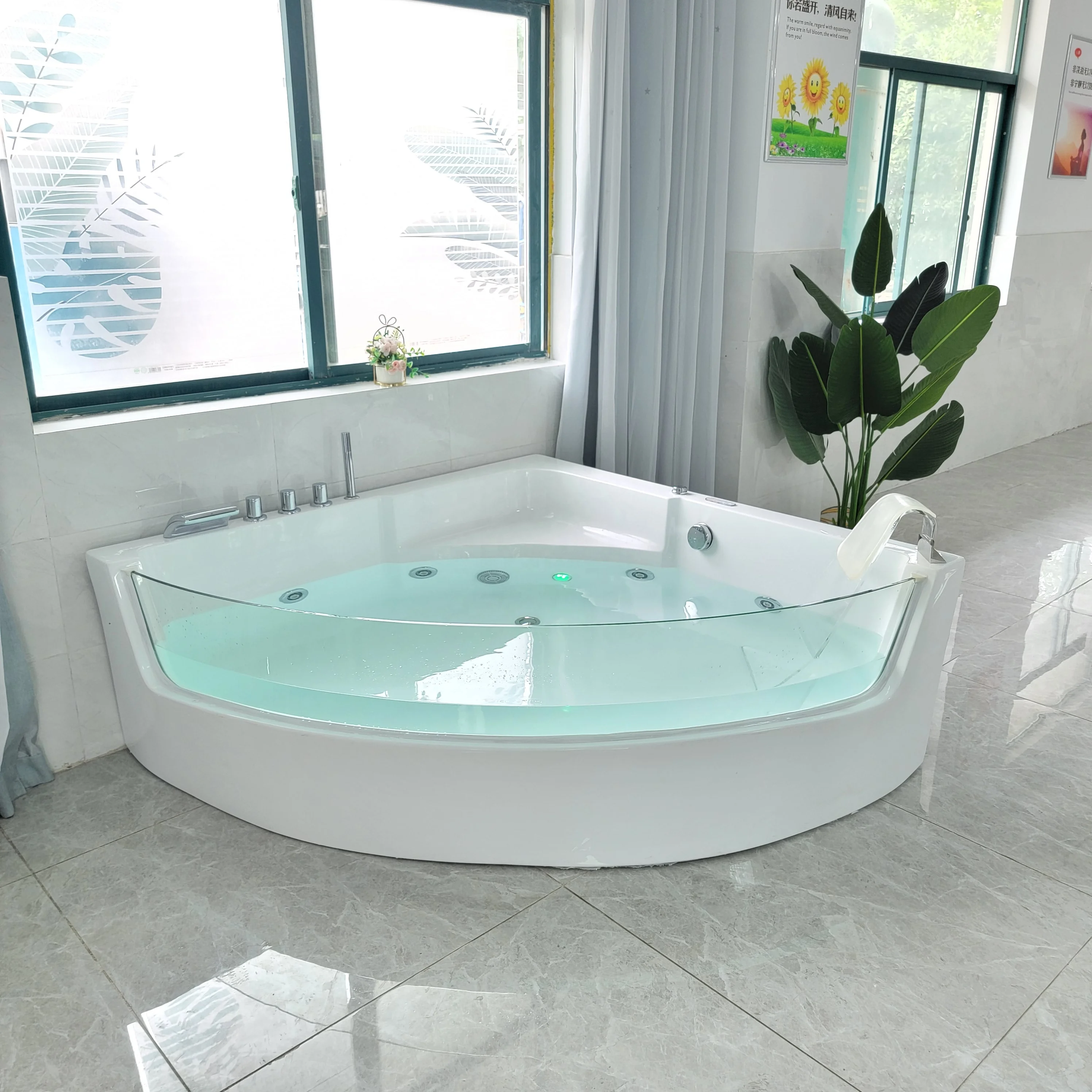 New luxury 2 person jaccuzzi freestanding tub spa bath tub with transparent glass