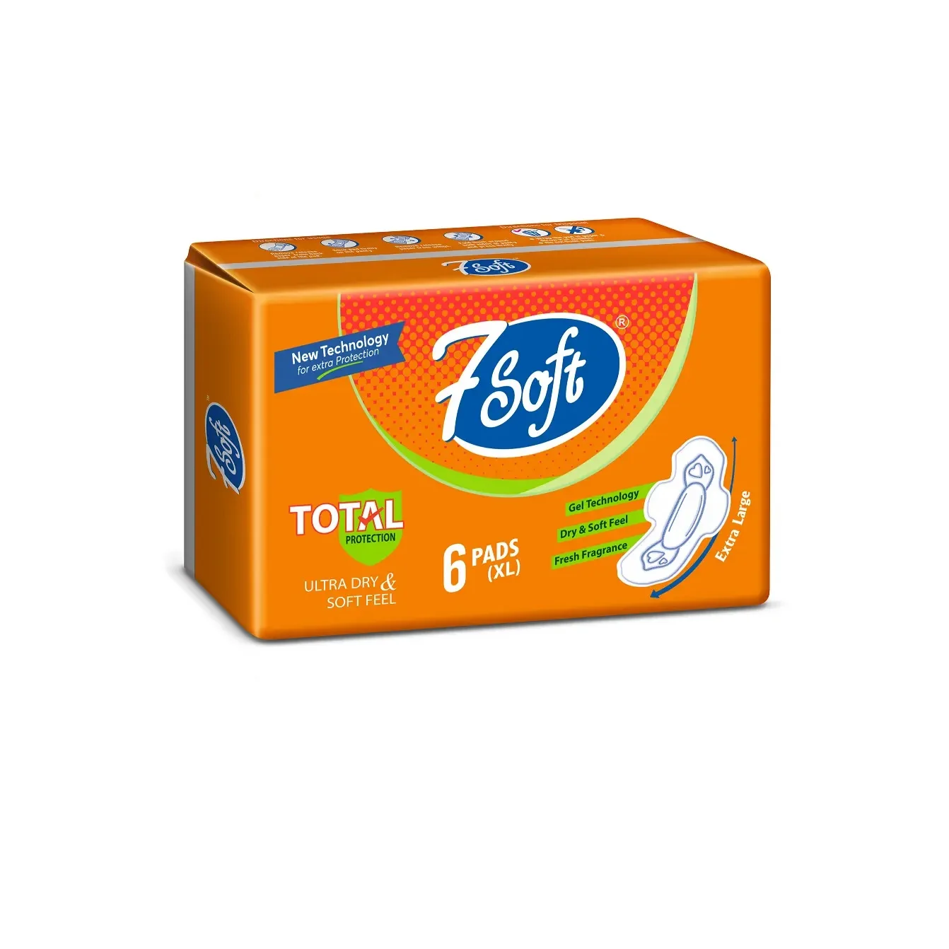 Hot Sale 7 Soft Ultra Care XL Biodegradable Ultra Thin Sanitary Pads Available at Bulk Quantity by M.D Hygiene