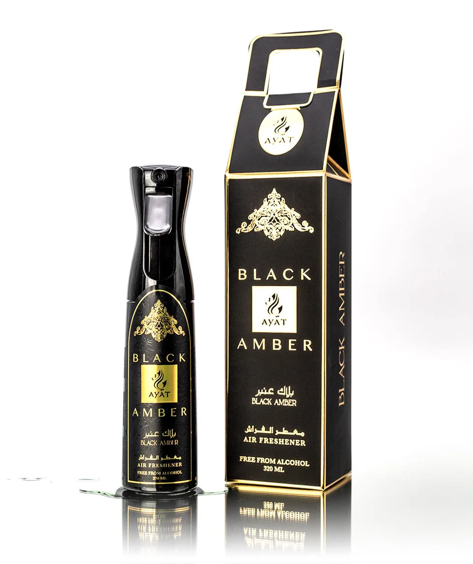 Air freshener BLACK AMBER 320ML by Ayat Perfumes Arabic fragrances Air Room Spray Perfumes