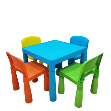 1 table and 2 chairs set for kid Kindergarten school table and chairs Sets Cheap Colorful plastic Table and chairs for Kids