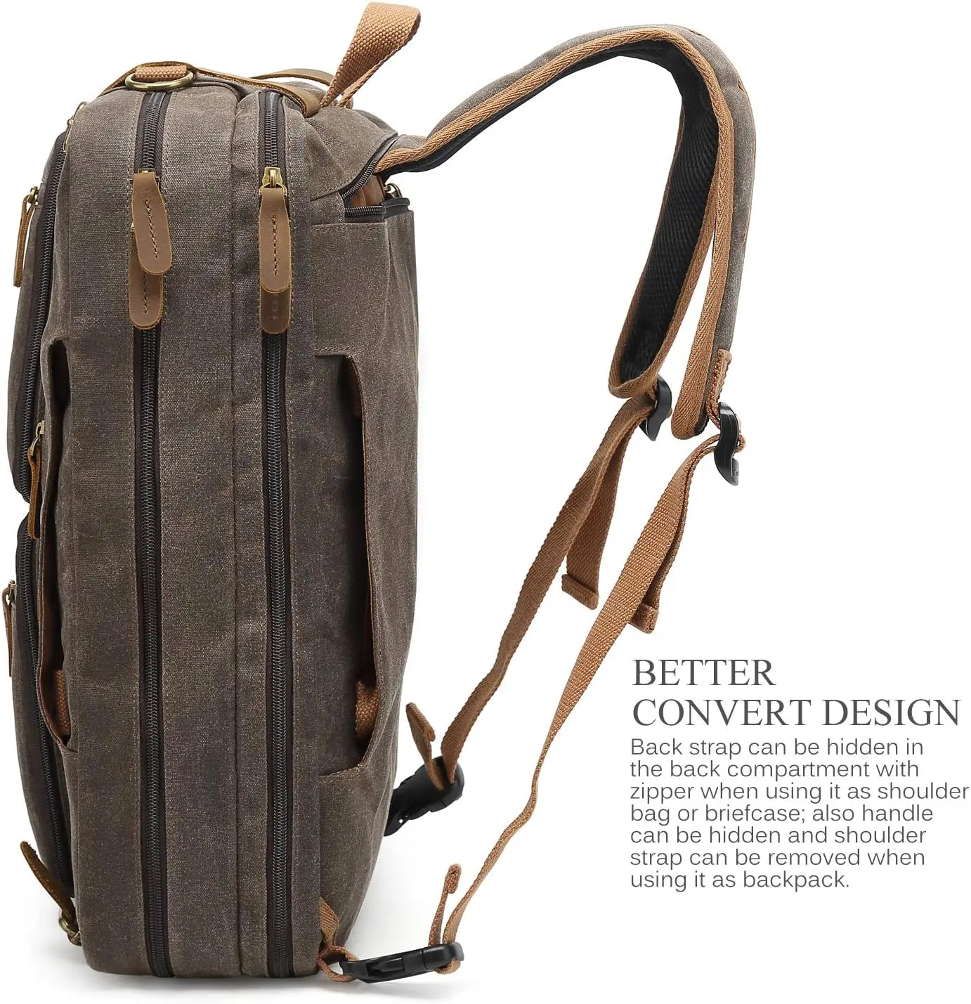 Vintage Shoulder Bag Convertible Backpack Retro Briefcase Versatile Travel Bag Fits 17.3 Inch Laptop For Men Business