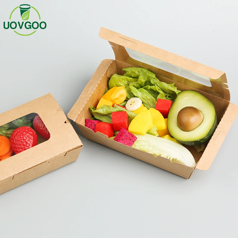 Eco Friendly Premium Quality Paper Lunch Box With Window PE Coated Paper For Lunch Box