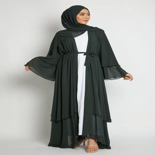 Latest new arrival modest coat in black color with scarf beautiful modest abaya for sale in wholesale rate 2025