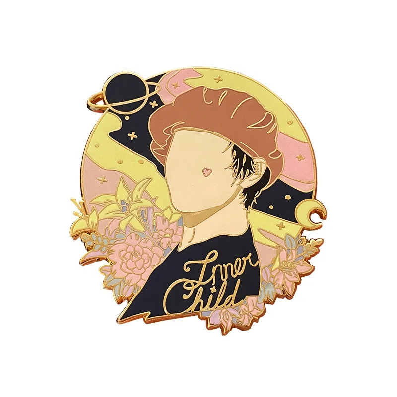 Custom red cool Oblong a lot of letter cheap lapel pin  No Minimum order hand enamel zinc alloy Badge Brooch For Girls Gift