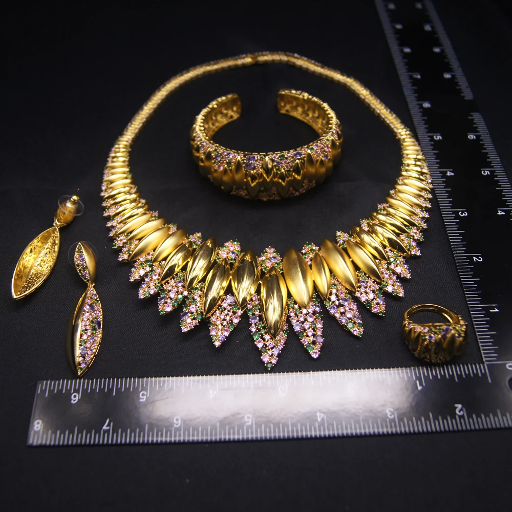 Zhuerrui Luxury Cubic Zirconia Jewelry Set Dubai Women Bridal Wedding Jewelry Sets American Diamond Jewellery Set HZ211201197