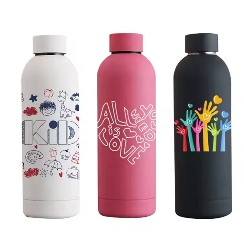 Quickly delivery Custom Print 500Ml Double Wall Insulated Bottle Soft Rubber Paint Small Mouth Stainless Steel Water Bottle