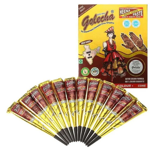 Maroon Fast Henna Cone Pack of 12 pcs - 25g each Pcs Golecha Maroon Henna Cone