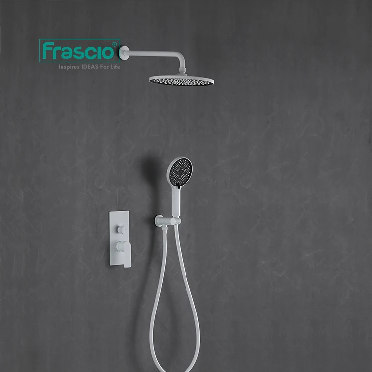 Frascio 2 Functions Luxury Shower System Bathroom Concealed In White Color For Hotel High-end Wall Mounted Shower Faucet