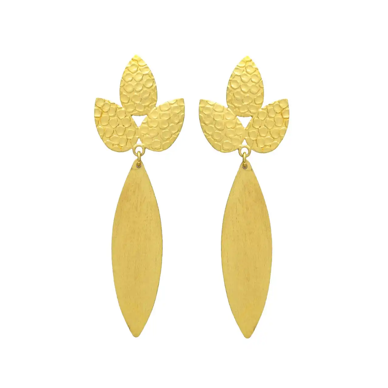 New arrival Gold plated long tassels earring with leaf design earring brass earrings classic design for women and girl