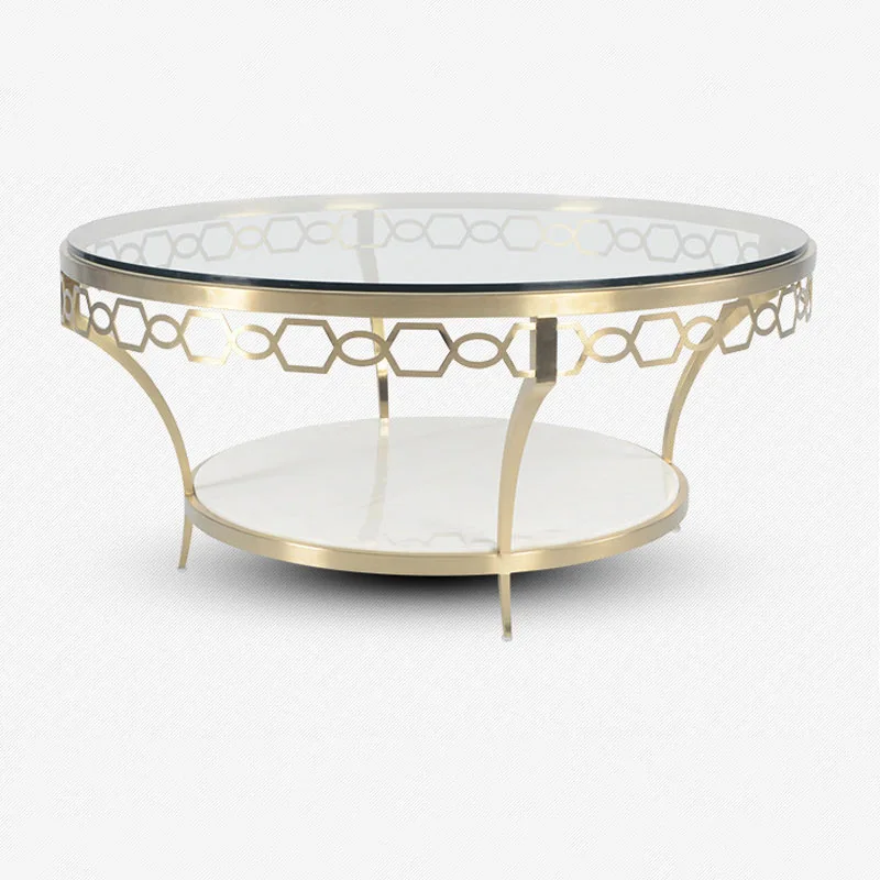 Originality Living Room Double Glass Round Coffee Table