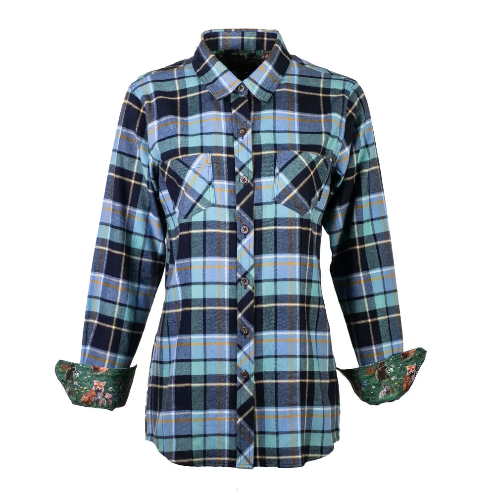 Premium Quality 100% Cotton Custom Logo Women Flannel Shirts / Low MOQ Best Quality Cheap Price Long Sleeve Women Flannel Shirts