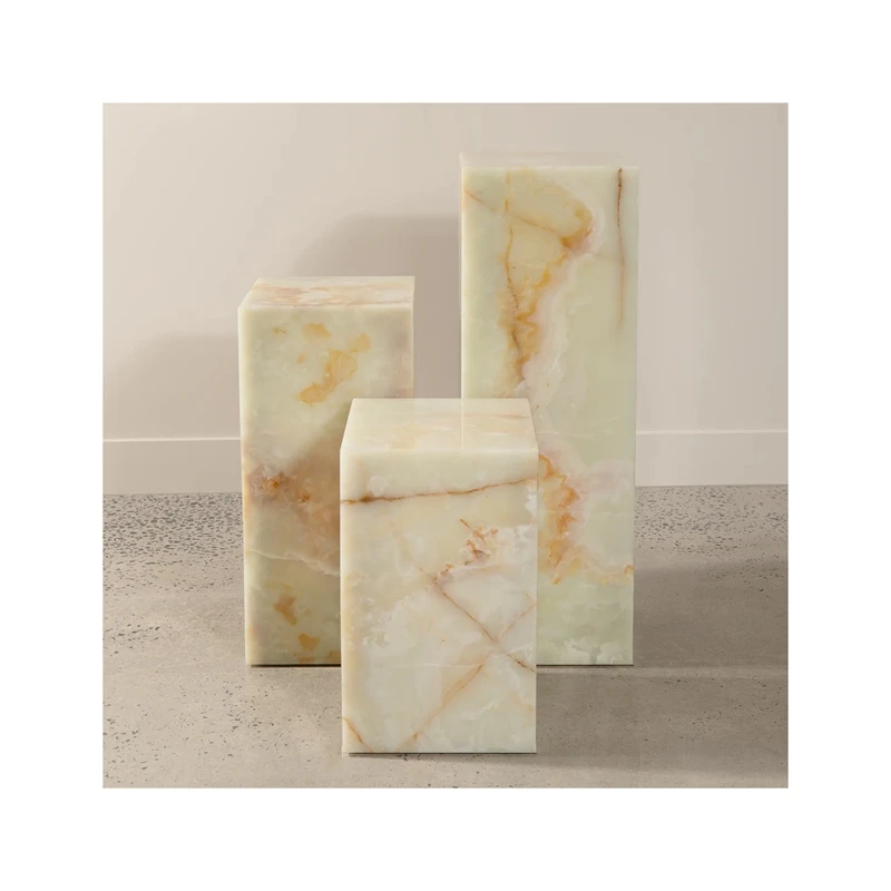 Pedestal Stand Hollow Show Room Corner Display Jade Green Onyx Plinth Marble Cube Side Table Nordic Side Table