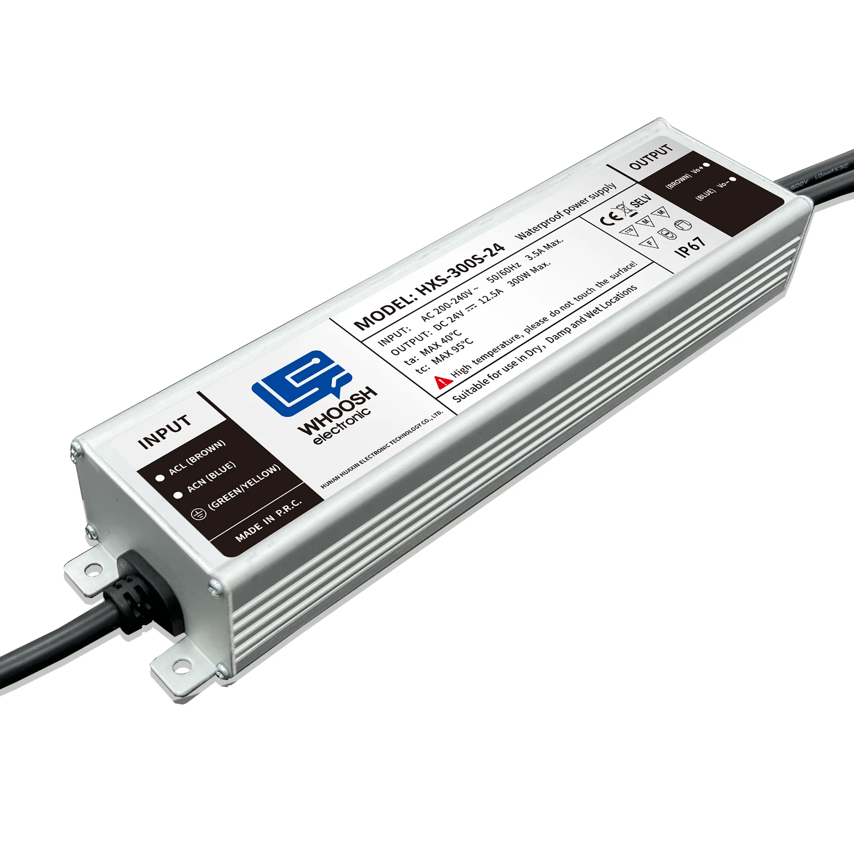 HXS-300S-12 IP67 slim outdoor 300W 25A 12V ac to dc LED driver transformer for lighting pool light waterproof power supply