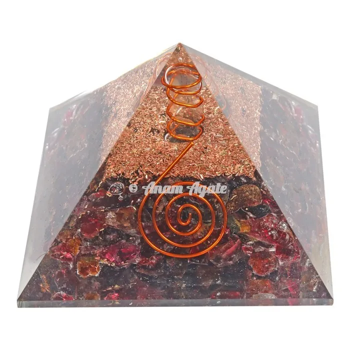 Online Purchase of Feng Shui Healing Orgone Pyramid Carved Agate Gemstone with Carnelian Stone Chips Souvenir Decorative Item