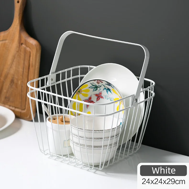 Wire Basket with Wood or Bamboo Handle