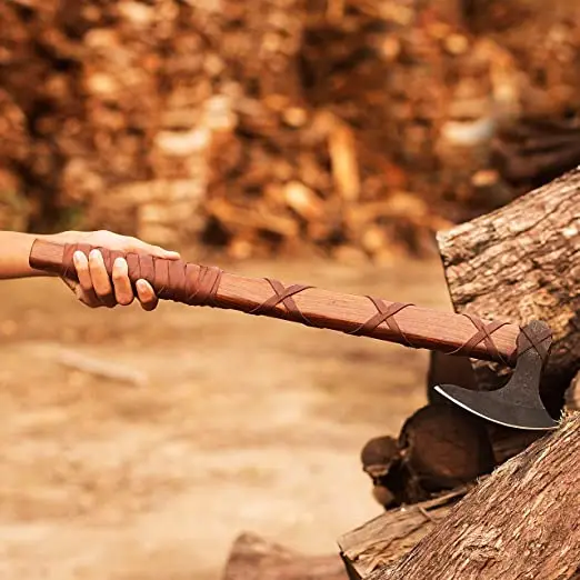 Custom Handmade Top Quality steel Survival Axe Battle Axe Great For Camping Chopping Outdoor Axe Beauty of wood handle