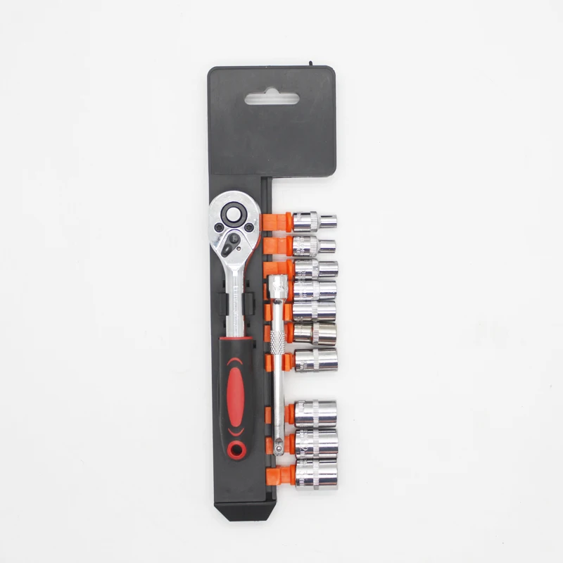 12pcs Mirror Surface CR-V Socket Tool Sets Hardware Store In General Tools Ratchet Handle Extension Bar Combination Tool Set Vde