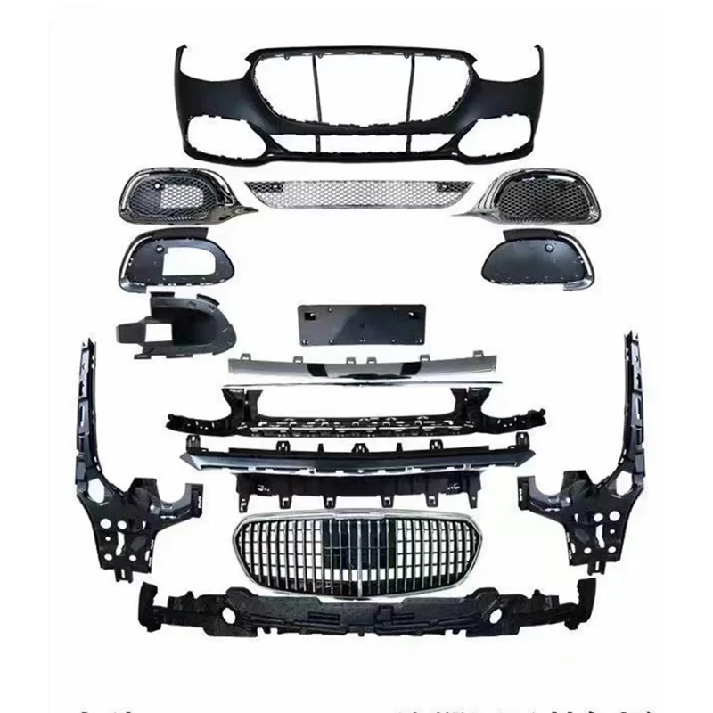 For Mercedes Benz S Class W223 Upgrade To Maybach Style 2021 Body Kit Include Front Rear Bumper Assembly With Grille