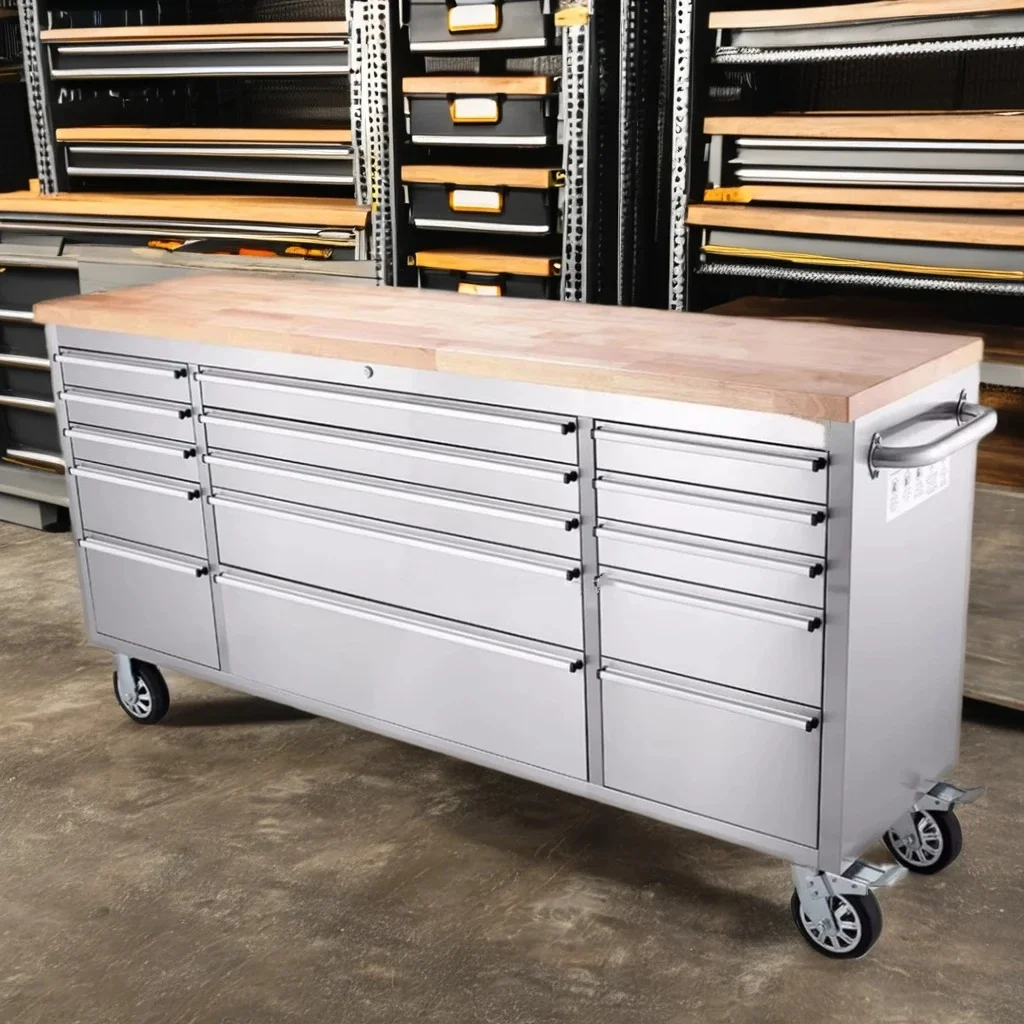 Rolling Tool Chest Storage Locker Garage Cabinet Set with Cupboards and Shelves for Workshop & Toolbox Organization