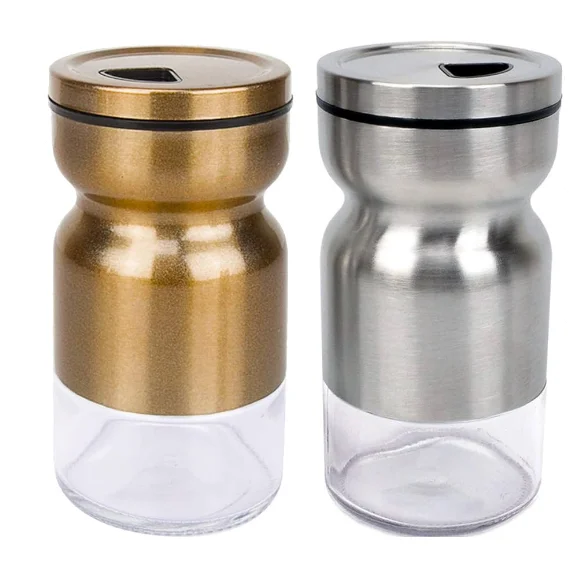 Wholesale Price Set of Two Silver Gold Finished Metal Salt and Pepper Shakers for Homes Hotels and Restaurants Usage