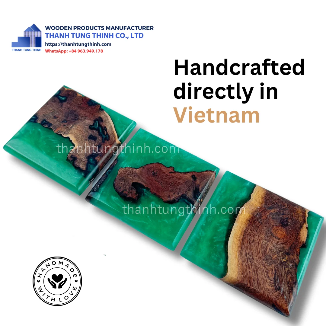 Best Seller 2024 Unique Resin Wood Coaster For Kitchenwares from Vietnam Manufacturer WhatsApp: +84 901052217