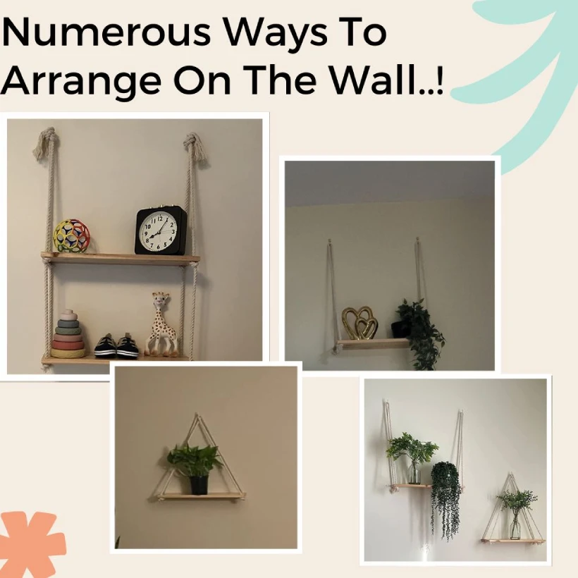 Wooden Wall Floating Hanging Shelf/ Wall hang shelf Home decoration/Pure Natural Wood Wall mounting Ledge rustic shelf storage