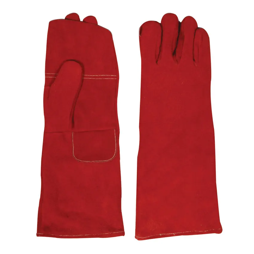 HOT Sales Welding Work Safety Welding Gloves Grade AB Cow Split Leather Added Double Layer Palm Red Leather