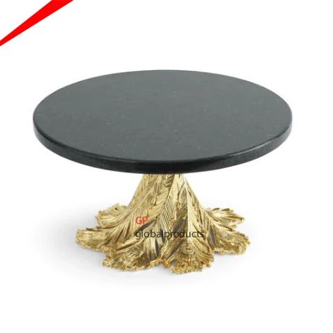 most beautiful black marble cake stand with golden antique design boarder cake stand for cup cake