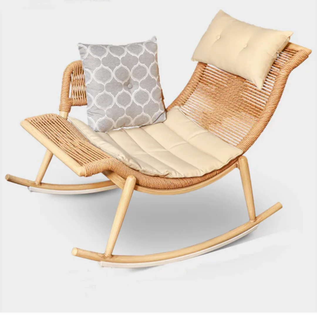 Wholesale Rocking Chair Custom Leisure Outdoor Lazy Leisure Rattan Woven Aluminum Alloy Rocking Chair From Vietnam