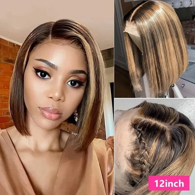 180 Density Cheap Brazilian Human Hair Wigs With Full Lace Lady Buy Hair 4*4 Highlight Wig Deep Wave High Light Lace Front Wig