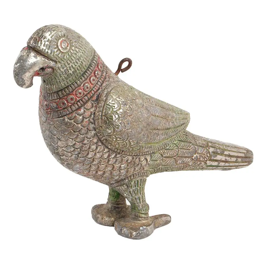 Indian Brass Antique Standing Parrot For Hanging Sculptures Figurine Statue Home Decor Gift Items Size: 15 x 6 cm SNS-284