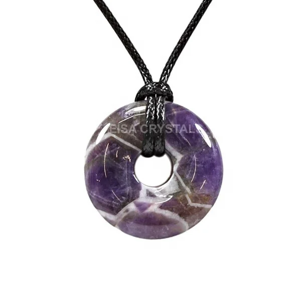 Wholesale Handmade Crystal Jewellery-Amethyst Donut Pendant & Chakra Agate Necklace Gemstone Healing Jewellery Buy Online Agate